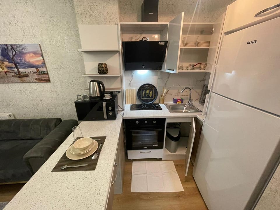 Coffee/tea facilities, Kitchen or kitchenette, oven, stove, toaster