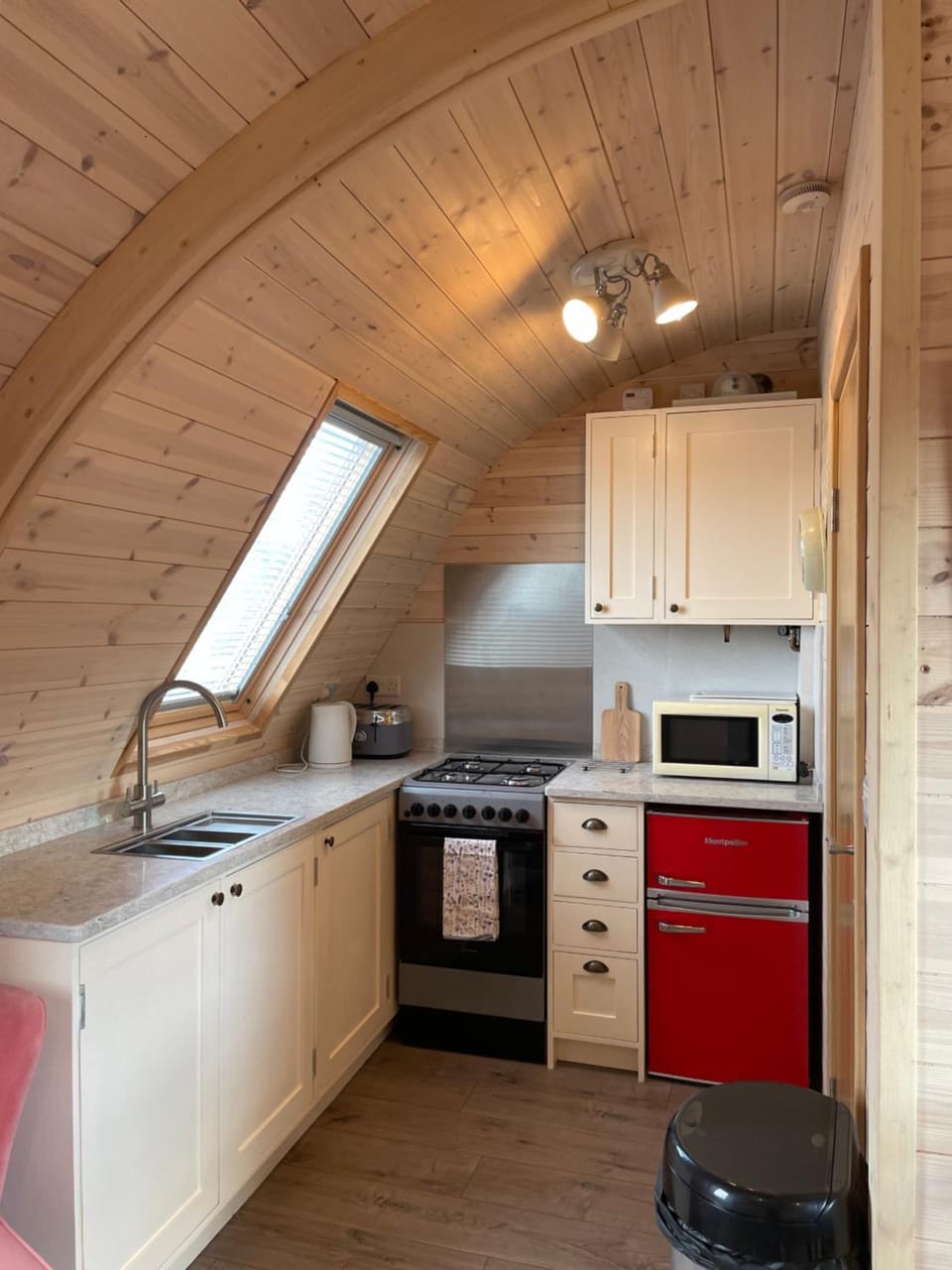 Kitchen or kitchenette, stove