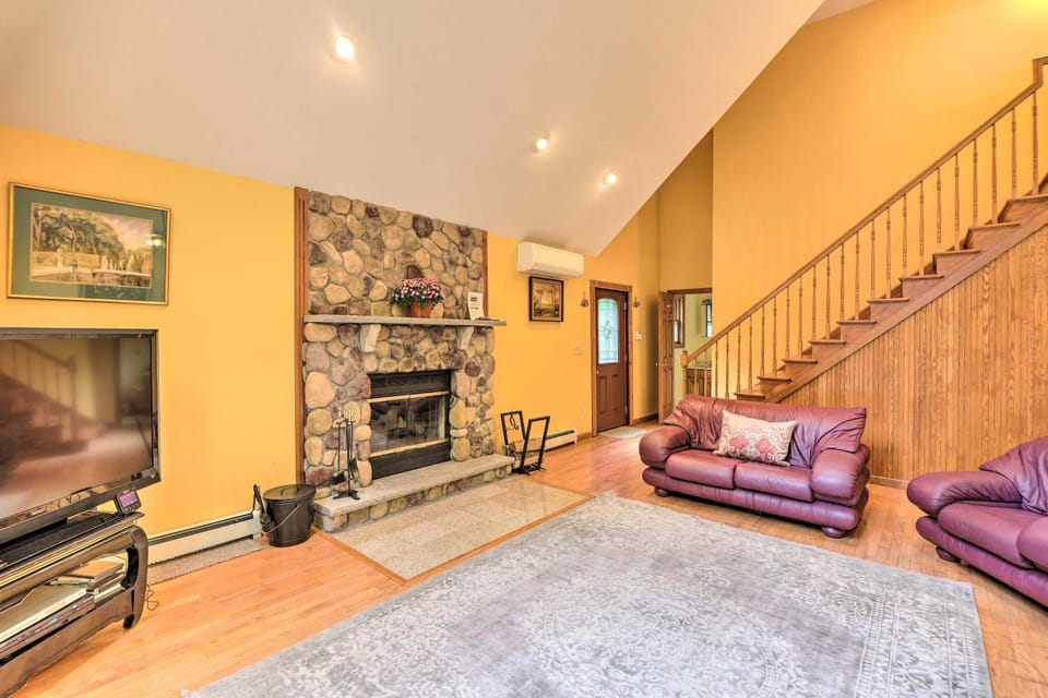 Fire Pit, Indoor Pool Access: Big Bass Lake Cabin Cabin in Pocono Mountains