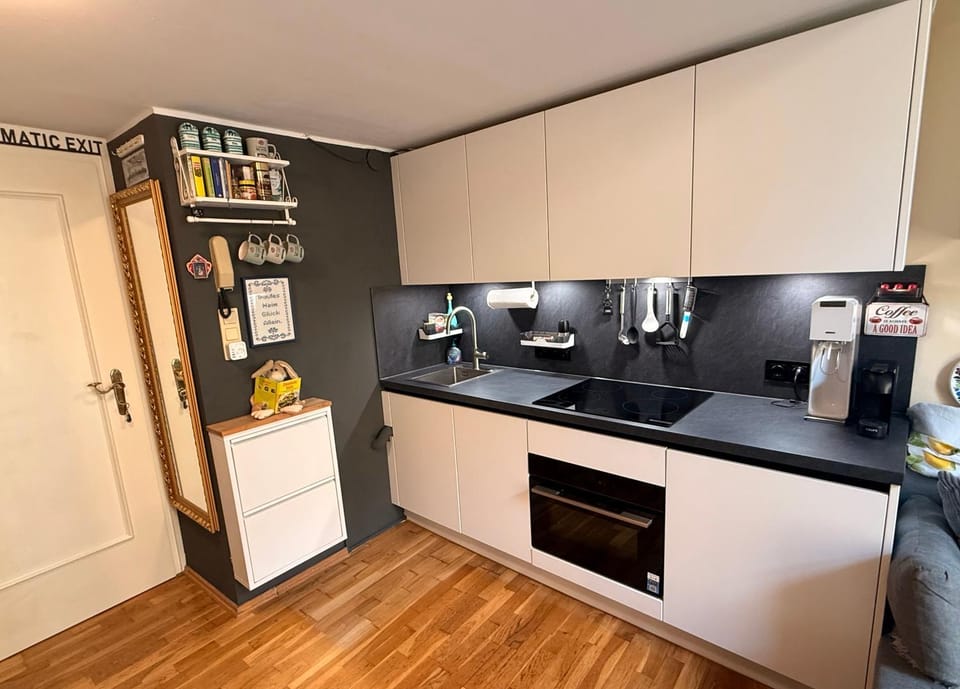 Kitchen or kitchenette, dishwasher, oven, stove, toaster