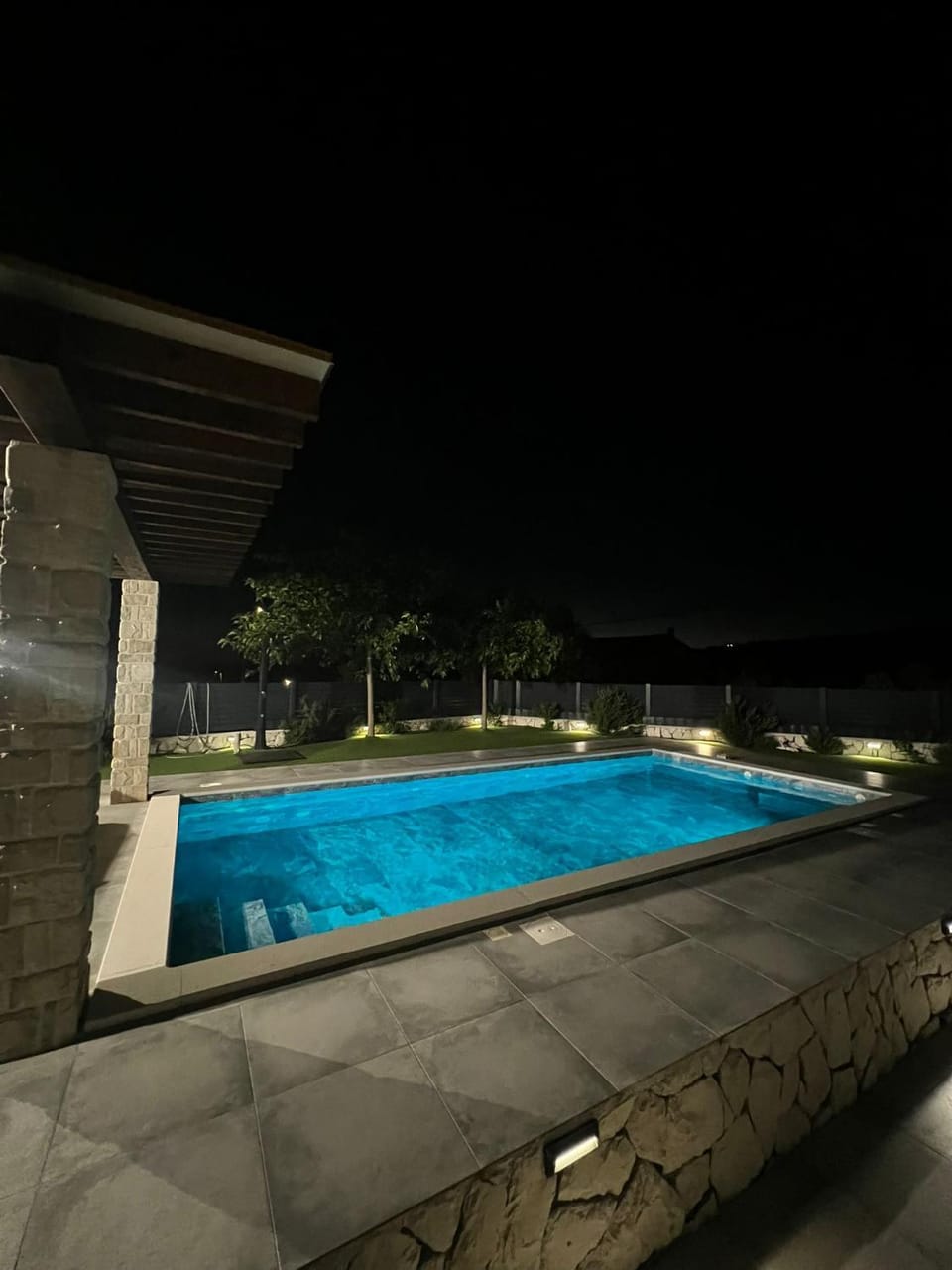 Night, Pool view, Swimming pool