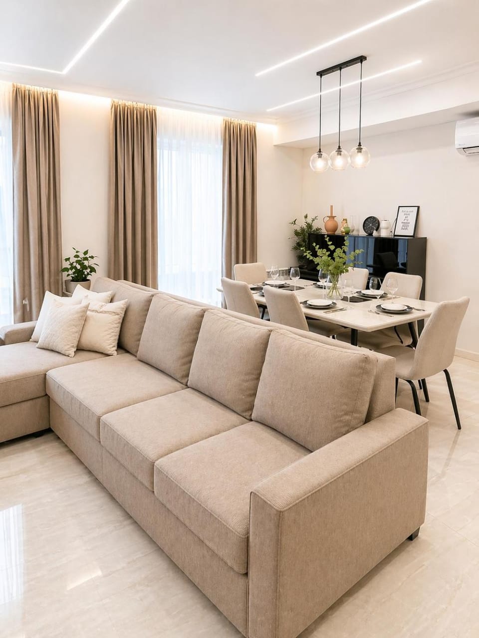 Living room, Seating area, Dining area