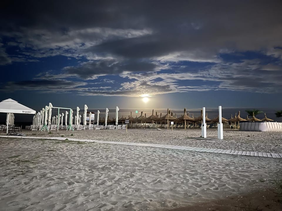 Night, Natural landscape, Beach