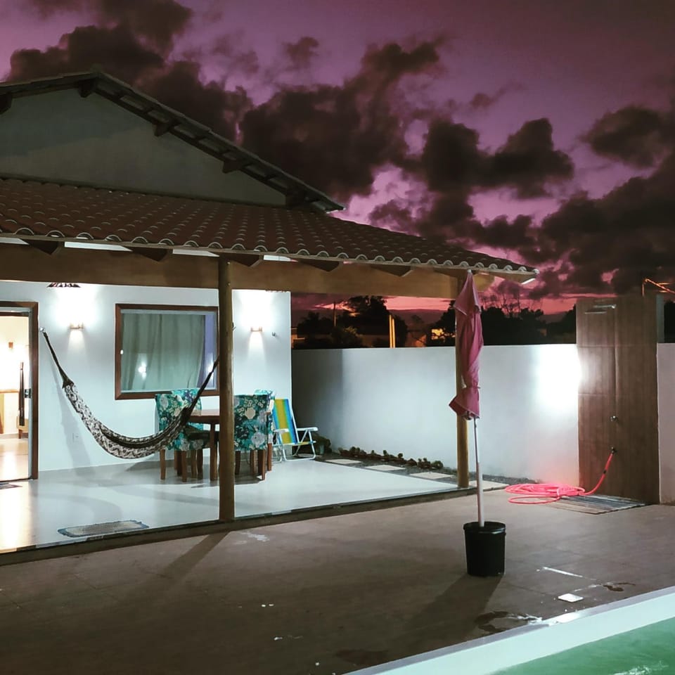 Patio, Night, Natural landscape, Pool view