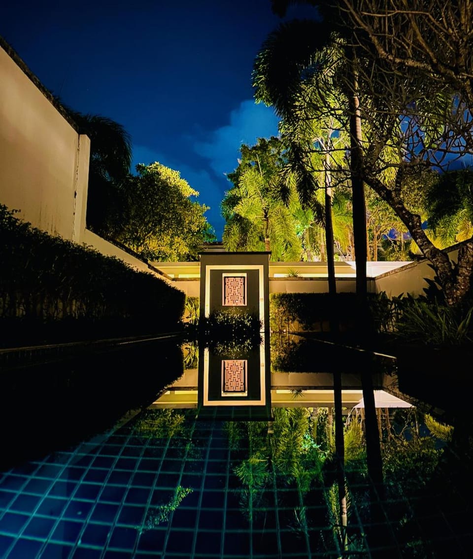 Night, Pool view, Swimming pool
