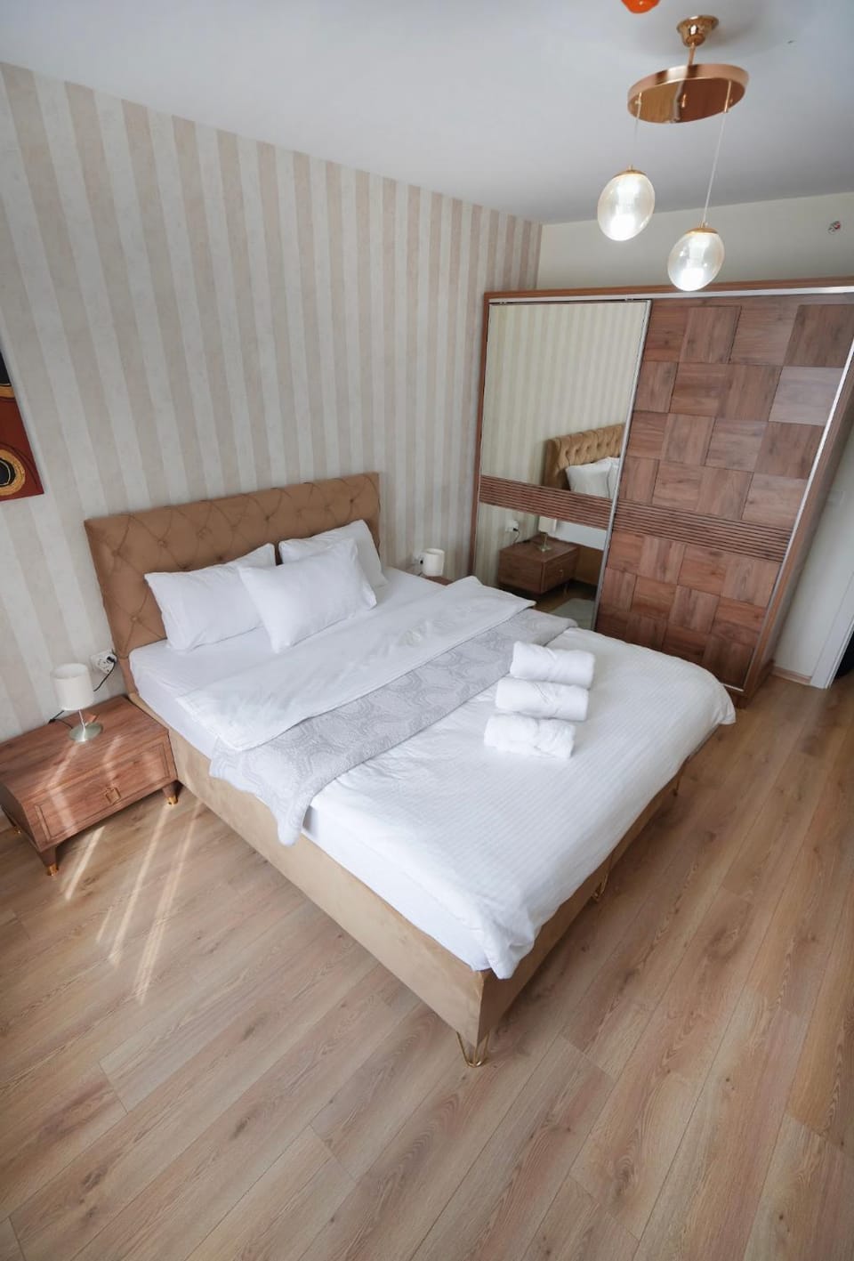 Bed, Photo of the whole room, Bedroom, towels, wardrobe