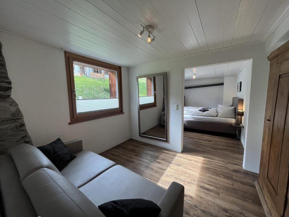 Bed, Seating area, Bedroom