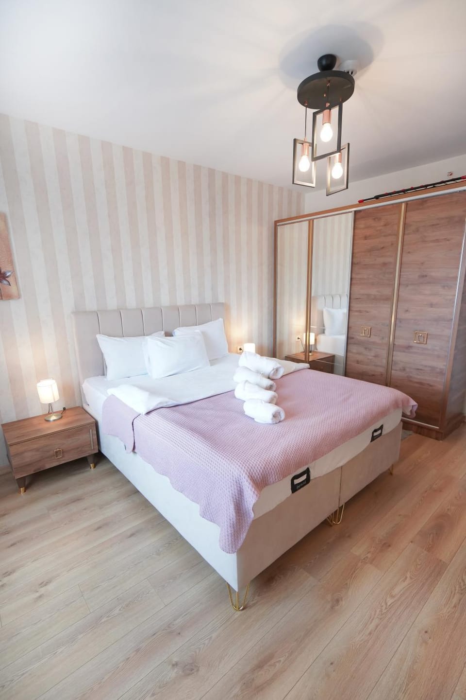 Bed, Photo of the whole room, Bedroom, towels, wardrobe