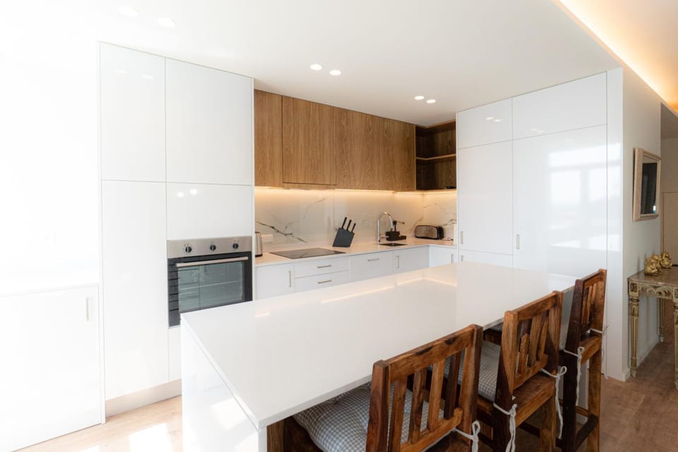 Kitchen or kitchenette, stove