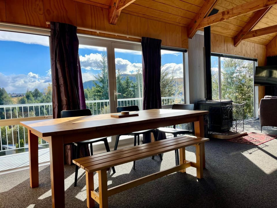 Patio, Living room, Dining area, Mountain view, fireplace