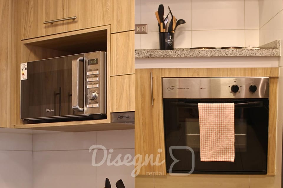 Kitchen or kitchenette, stove