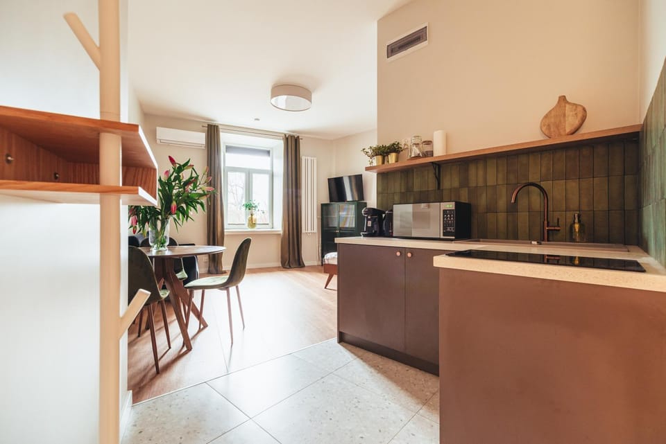 Kitchen or kitchenette, minibar, stove