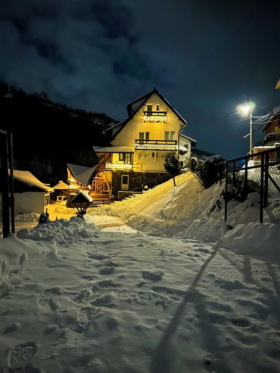 Property building, Night, Natural landscape, Winter