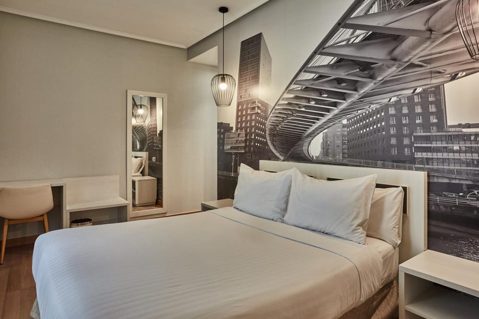 Bed, City view