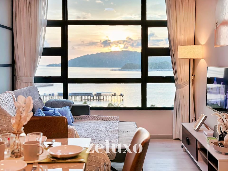 Living room, Seating area, Sea view
