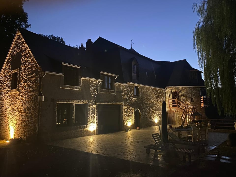 Property building, Patio, Facade/entrance, Night