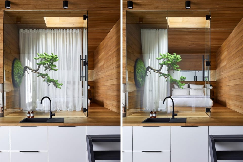 Bed, Garden, Garden, View (from property/room), View (from property/room), Kitchen or kitchenette, Photo of the whole room, Decorative detail, Bedroom, Garden view, Garden view, air conditioner