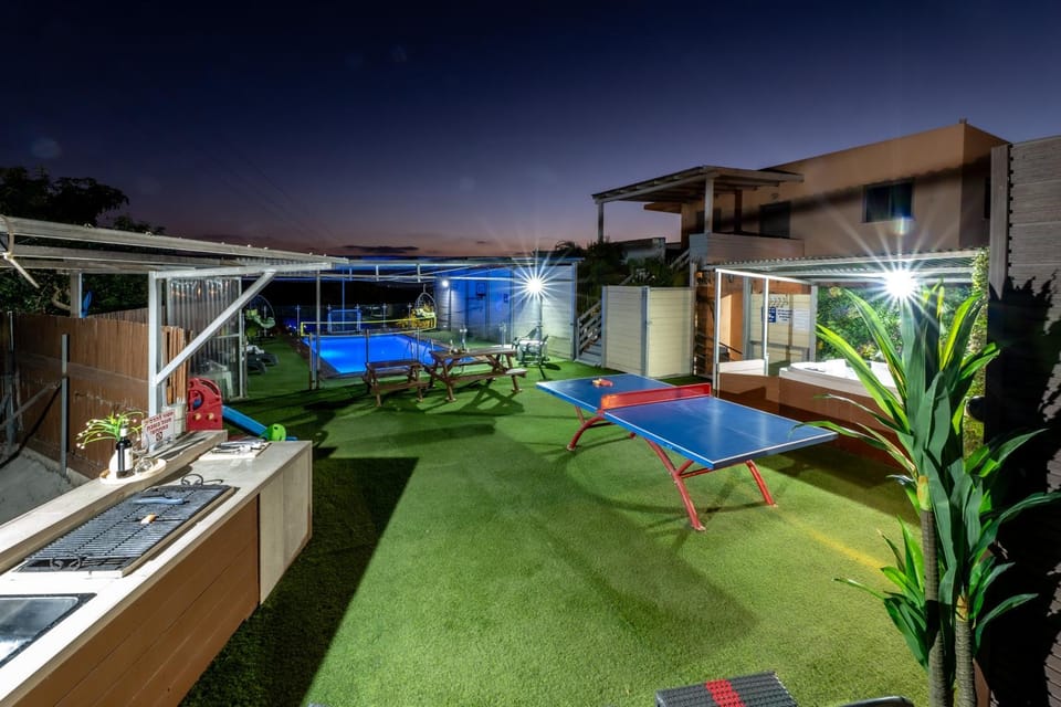 Night, Garden, Seating area, Pool view, Swimming pool