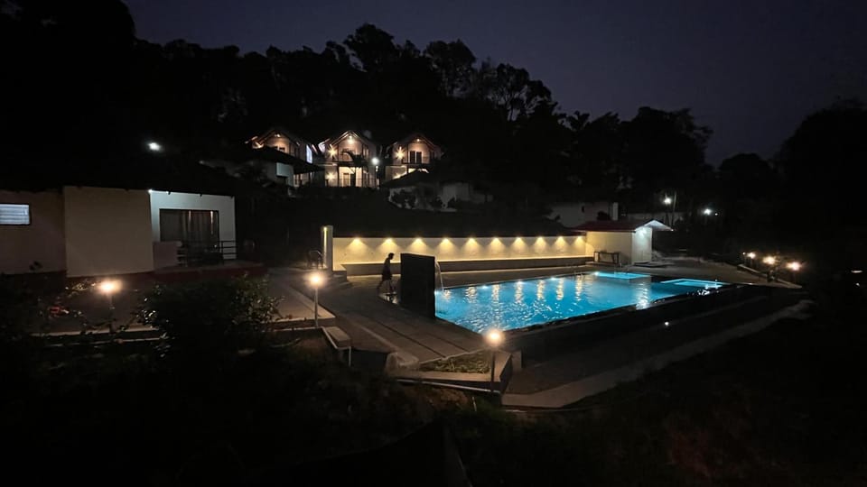 Night, Pool view, Swimming pool