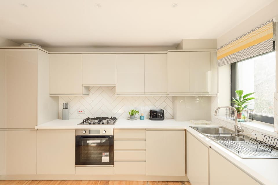 Kitchen or kitchenette, stove