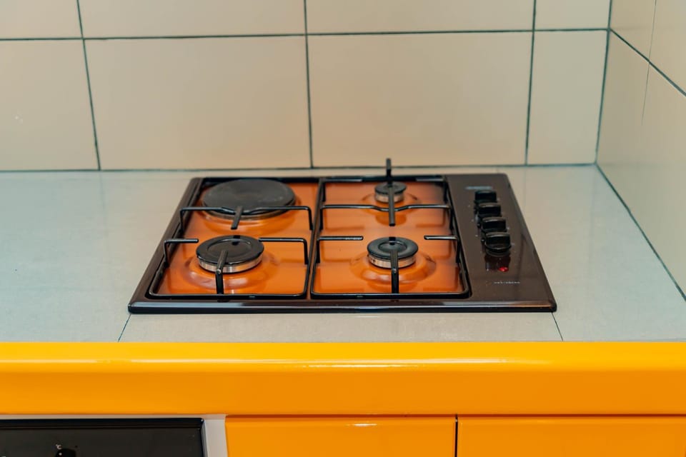 Kitchen or kitchenette, stove