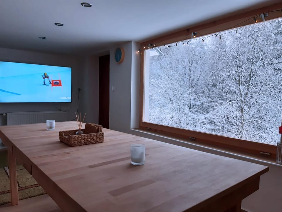 Winter, TV and multimedia, Dining area, Garden view