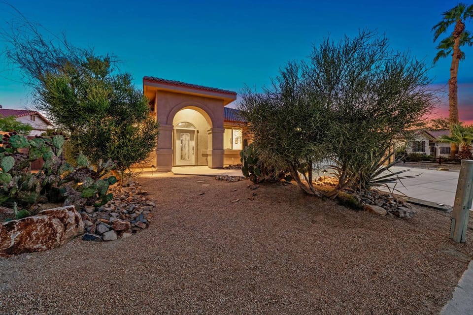 Property building, Night, Garden, Garden view