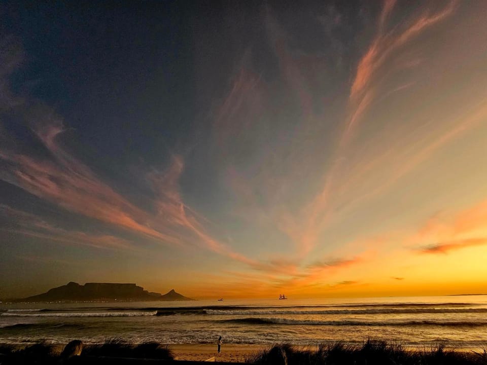 Beach, Mountain view, Sea view, Sunset