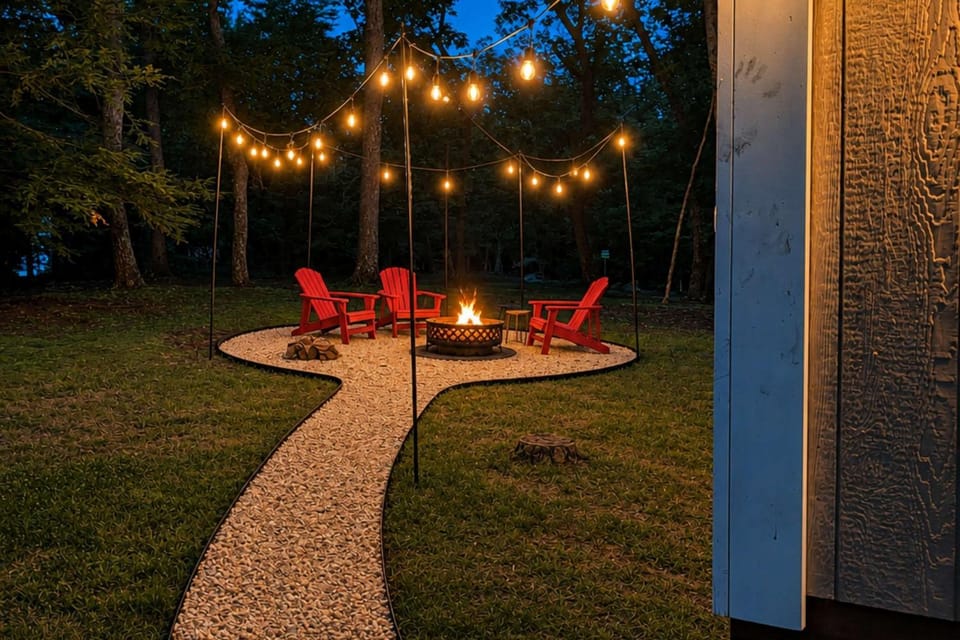 Night, fireplace