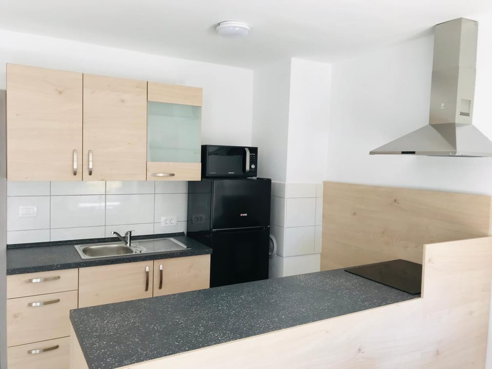 Kitchen or kitchenette, minibar, stove