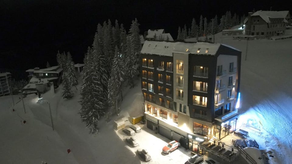 Property building, Night, Winter