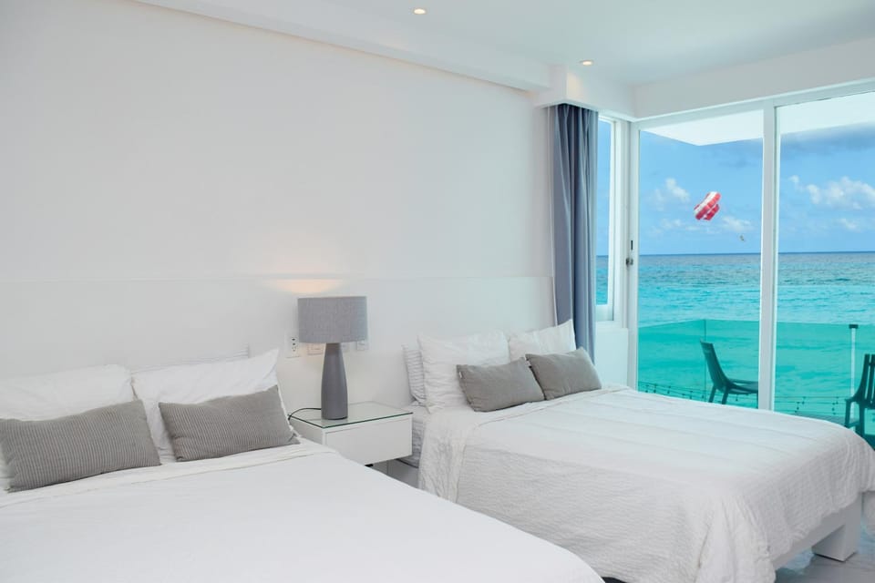 Bed, Natural landscape, Photo of the whole room, Beach, Bedroom, Sea view, air conditioner