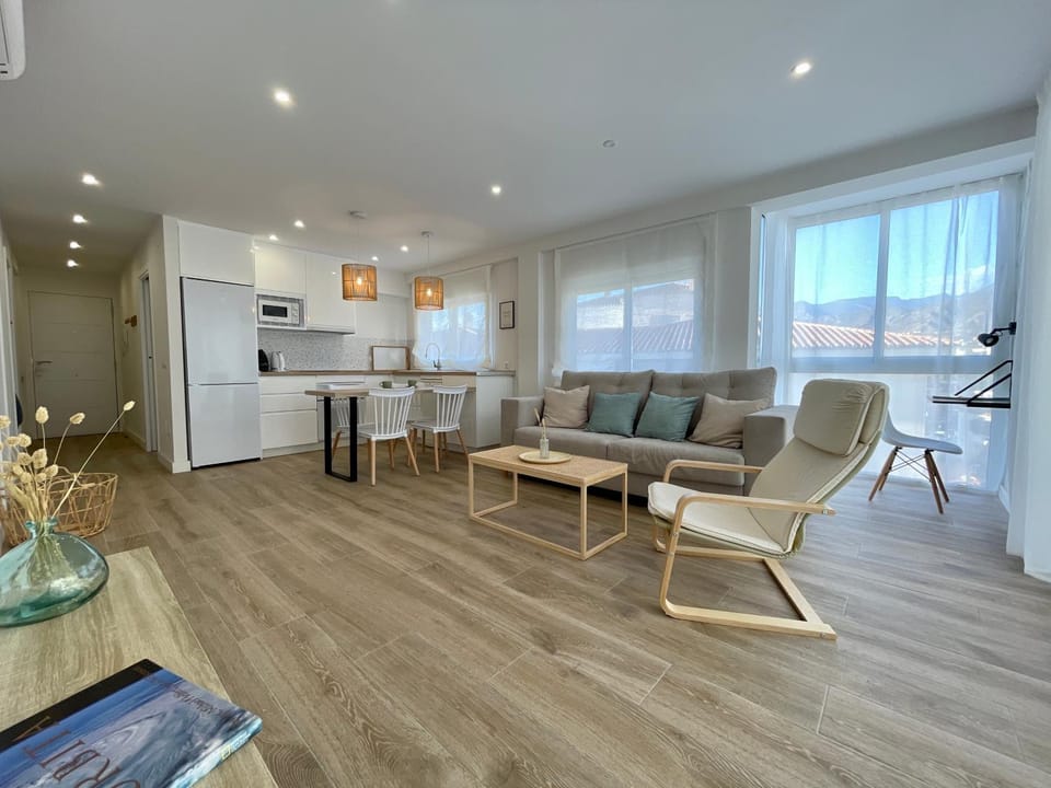 Kitchen or kitchenette, Living room, Dining area, Mountain view, Sea view, Street view, furniture, washing machine, air conditioner