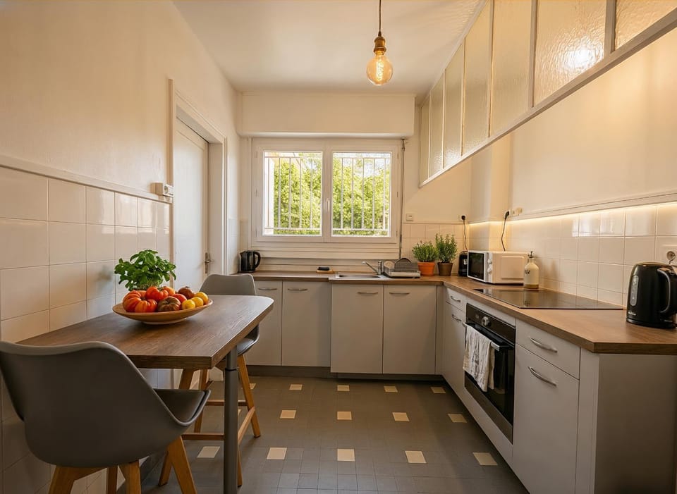 Coffee/tea facilities, Kitchen or kitchenette, Food and drinks, Dining area, Food, minibar, oven, stove
