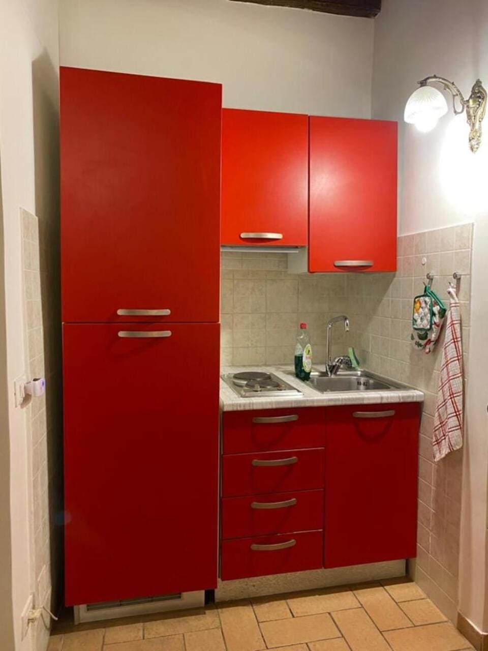 Kitchen or kitchenette, stove