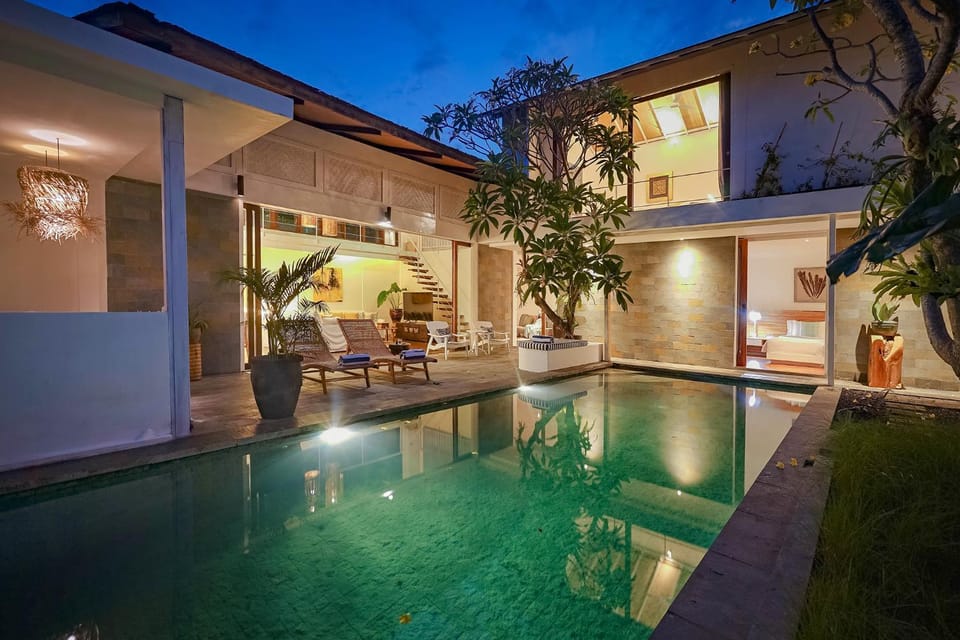 Night, Pool view, Swimming pool