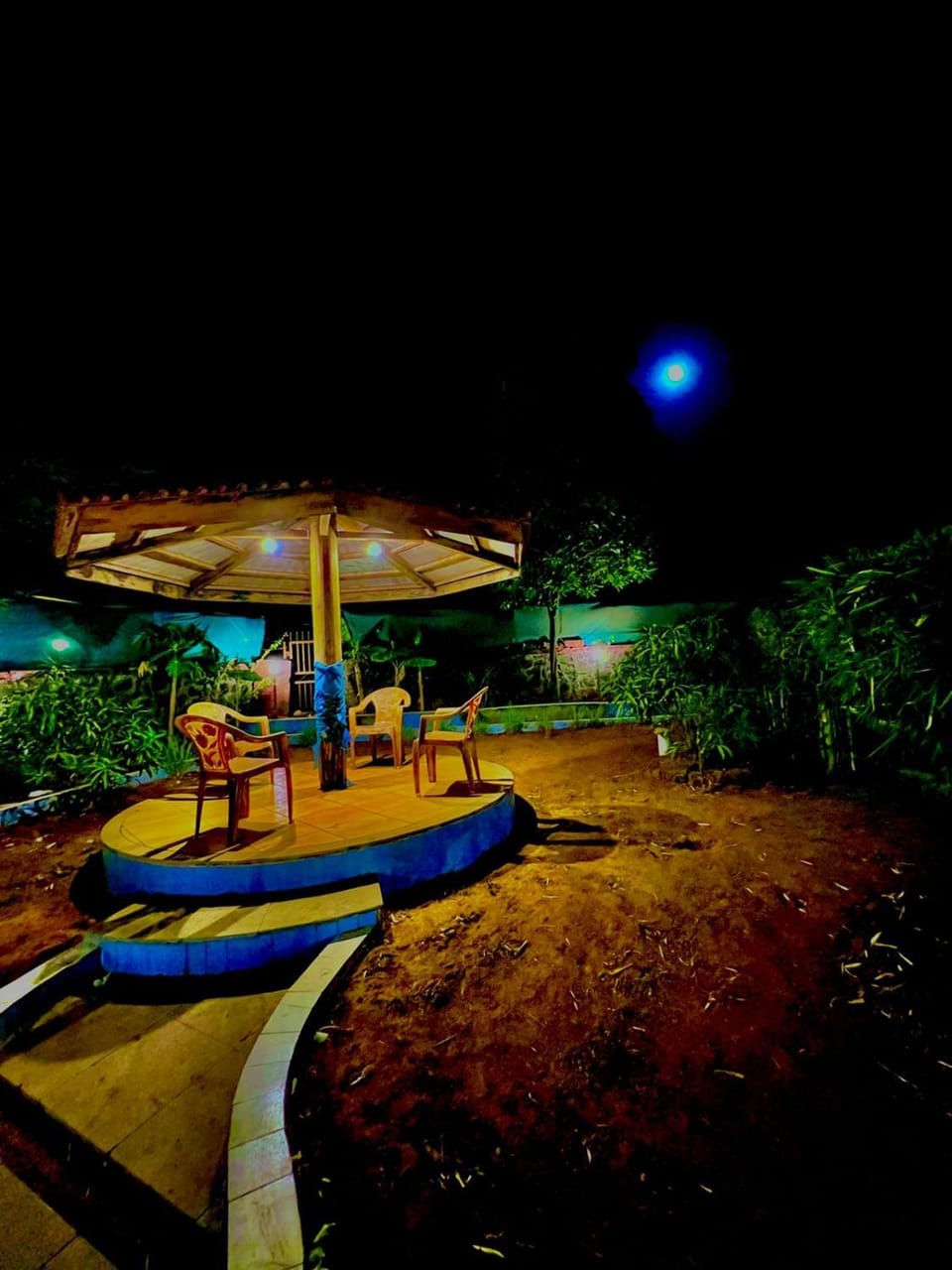 Night, Natural landscape, Garden, Garden, Garden view, sunbed