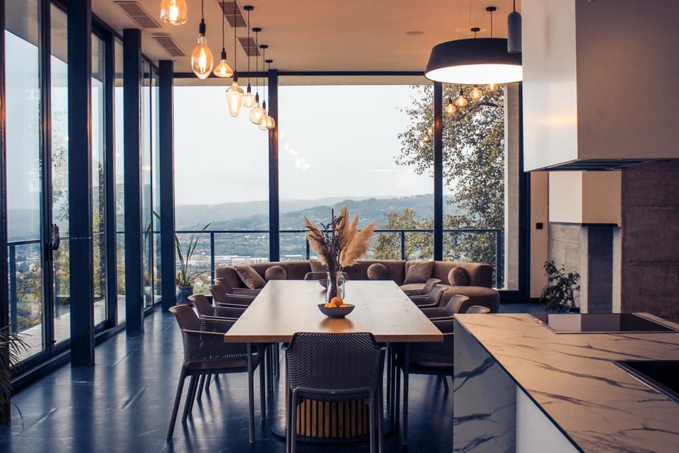 View (from property/room), Living room, Seating area, Dining area