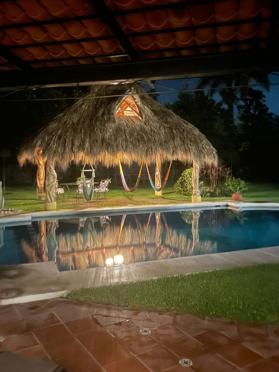 Night, Pool view, Swimming pool