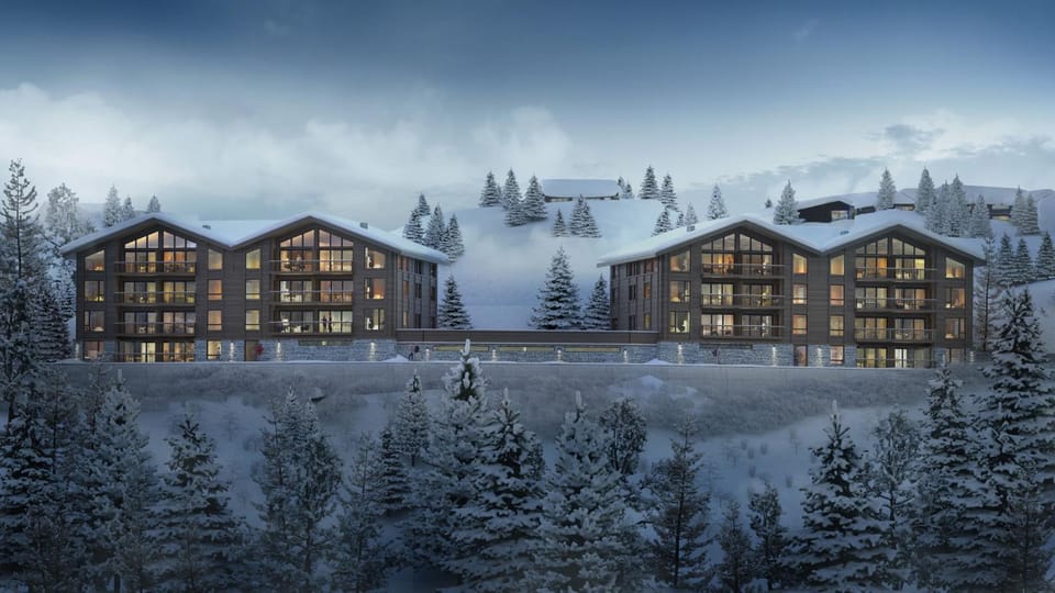Property building, Winter, Mountain view