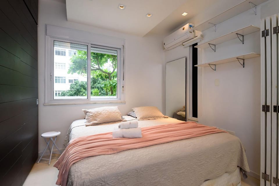 Bed, Photo of the whole room, Bedroom, towels, wardrobe, air conditioner