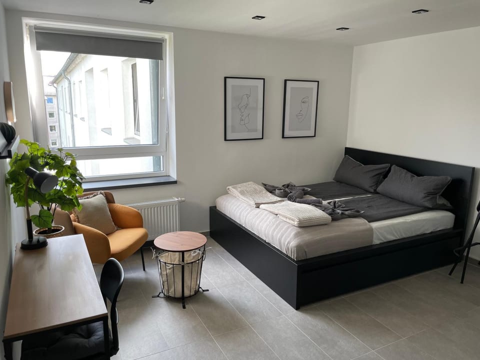 Bed, Living room, Photo of the whole room, Seating area, Bedroom