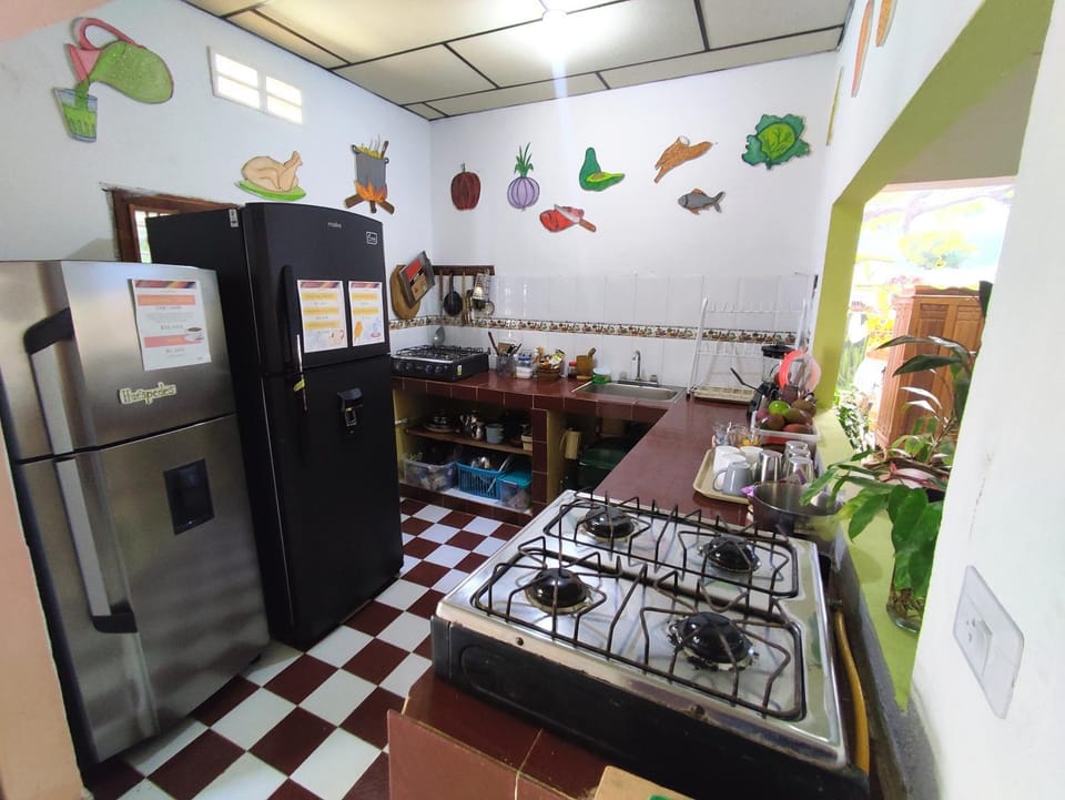 Kitchen or kitchenette, stove