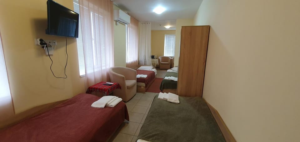 Bed, TV and multimedia, Living room, Photo of the whole room, Seating area, Bedroom, towels