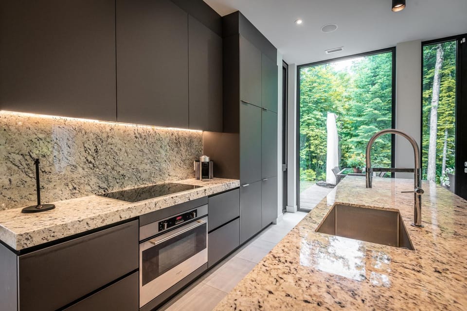 Kitchen or kitchenette, stove