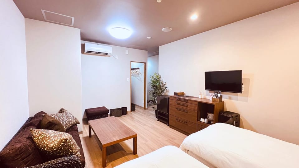 Bed, TV and multimedia, Living room, Photo of the whole room, Seating area, Bedroom, air conditioner