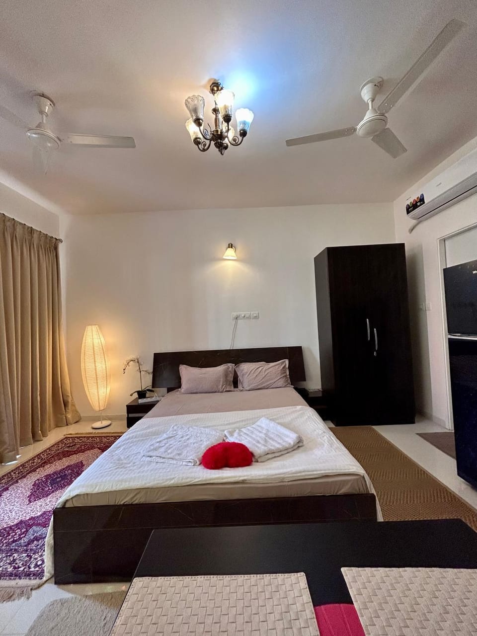 Bed, Bedroom, fireplace, wardrobe