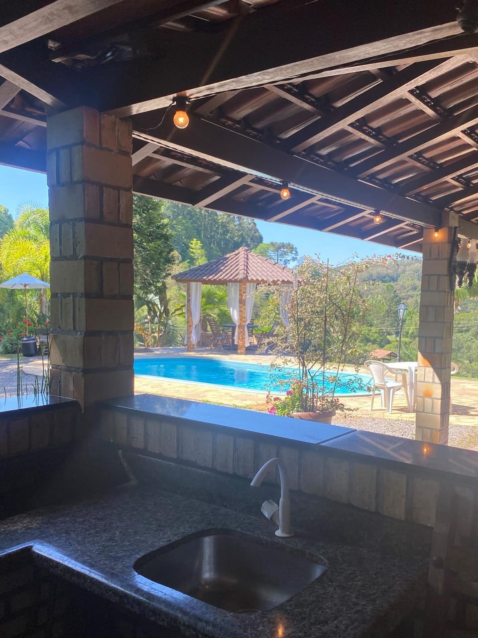 Patio, Day, Natural landscape, Pool view, Swimming pool