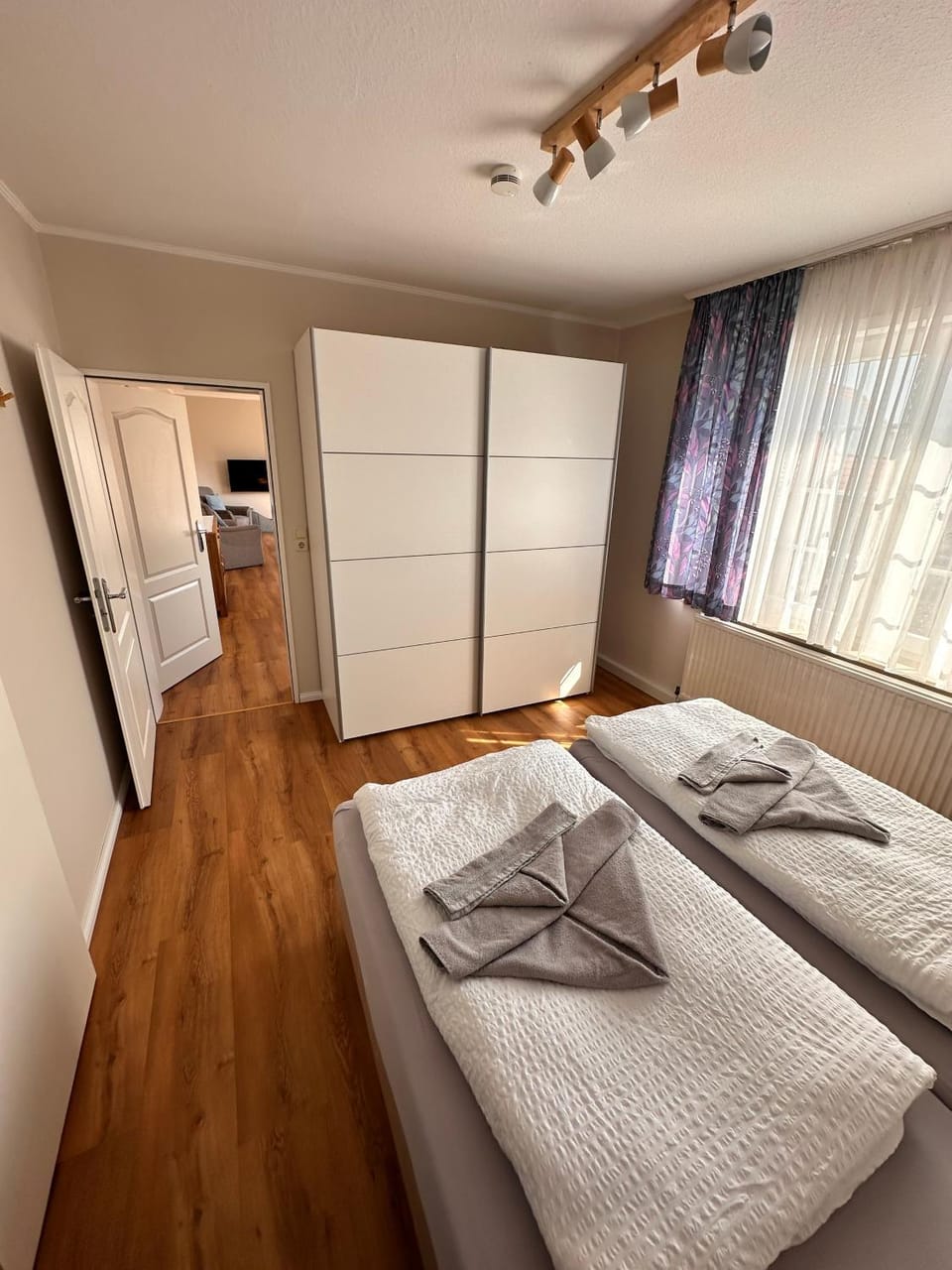 Bed, Photo of the whole room, Bedroom, towels, wardrobe