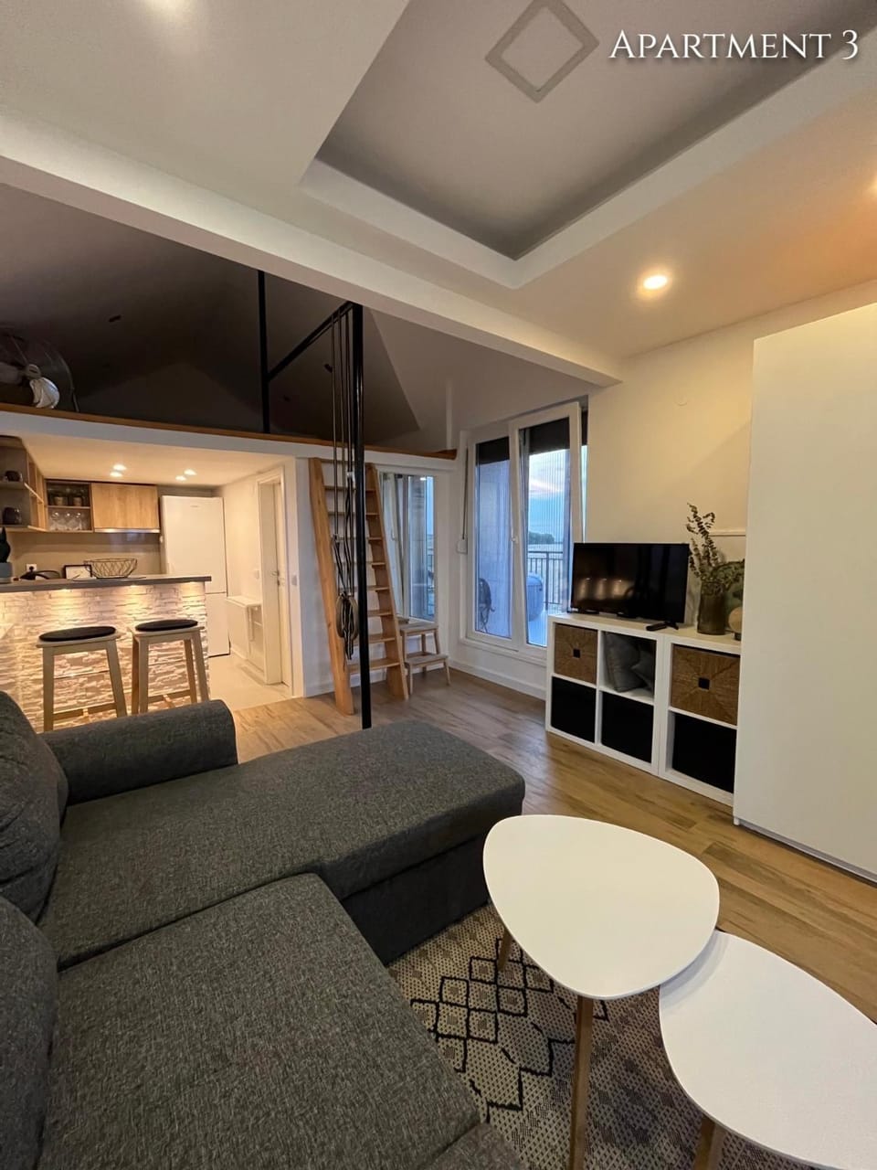 TV and multimedia, Kitchen or kitchenette, Living room, Photo of the whole room, Seating area, Dining area